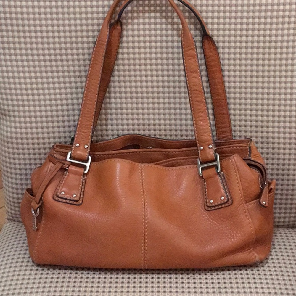 Dark tan FOSSIL leather HANDBAG